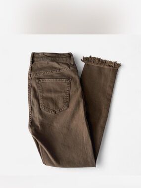 Free People Women’s High-Rise Frayed Hem Cropped Jeans - Brown